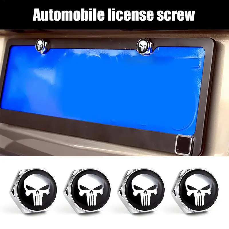 Skull logo anti-theft car license plate bolt frame screw License Plate Screws Modified Personality Screw | Автомобили и мотоциклы