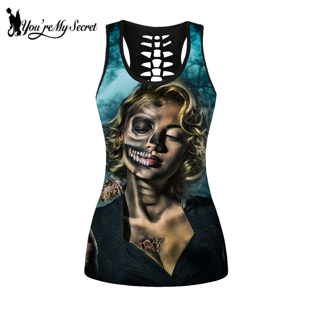

Женский жилет с цифровым принтом [You Are My Secret], черный облегающий Топ без рукавов, топ на бретелях в готическом стиле, лето