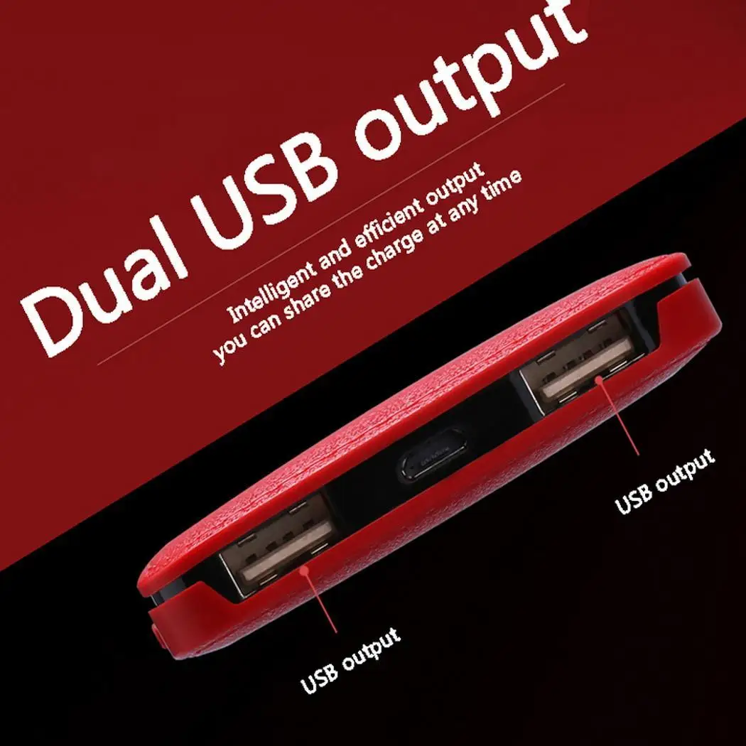 10000 мАч ультра тонкий 5 дюйм(ов) двойной домашний USB В 2A выход power Bank чехол DIY Kit в (не