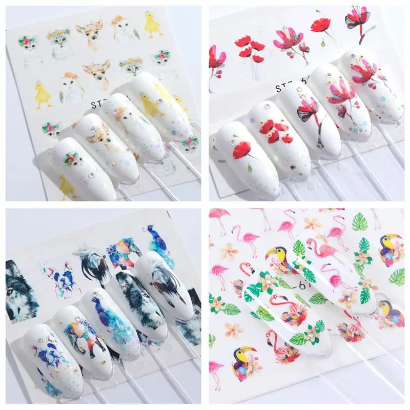 Новые украшения ногтей воды decals15pc/набор наклейки на ногти Сова Фламинго голова