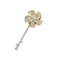 elegant micro aaa cubic zirconia brooches rotatable windmill brooch pins for women gift cz crystal broches woman gift zk40