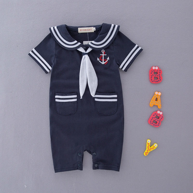 Summer Rompers For Baby Boys Sailor Suit Navy Style Comfortable Clothes Kid Clothing Breathable New Year |