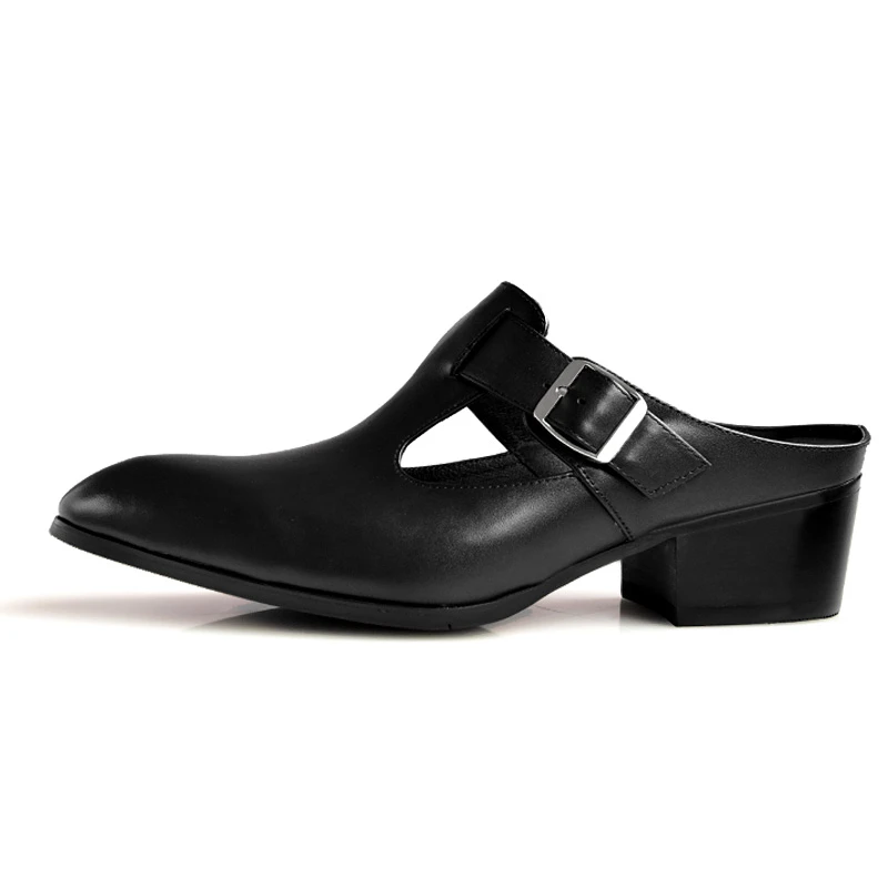 Trendy Mens Slip On Slippers High-heeled Shoes Summer Close Toe Open Back Heels Man Orange Blue Casual Heightened | Обувь