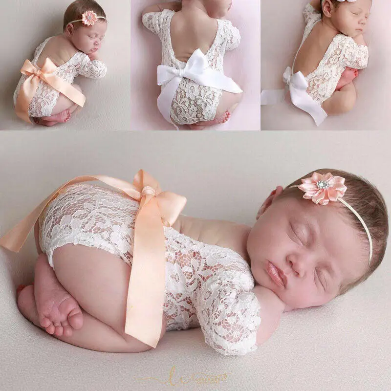 Кружевное боди для новорожденных PUDCOCO одежда фотосъемки Кружевная повязка волос
