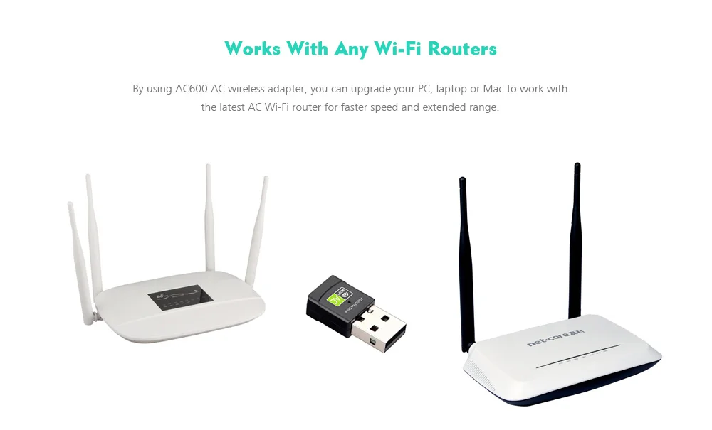 Беспроводной USB двухдиапазонный Wi Fi адаптер Антенна PC сетевая карта Максимальная