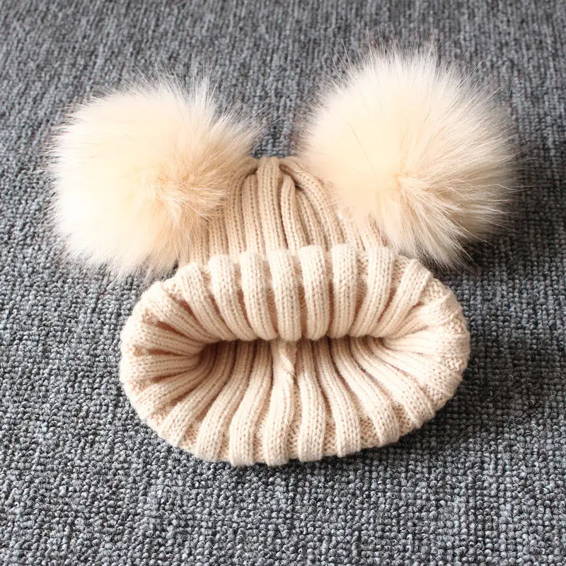 Toddler Kids Girl Boy Warm Winter Knit Beanie Hat Crochet Ball Bobble Cap for 1-3Y | Детская одежда и обувь