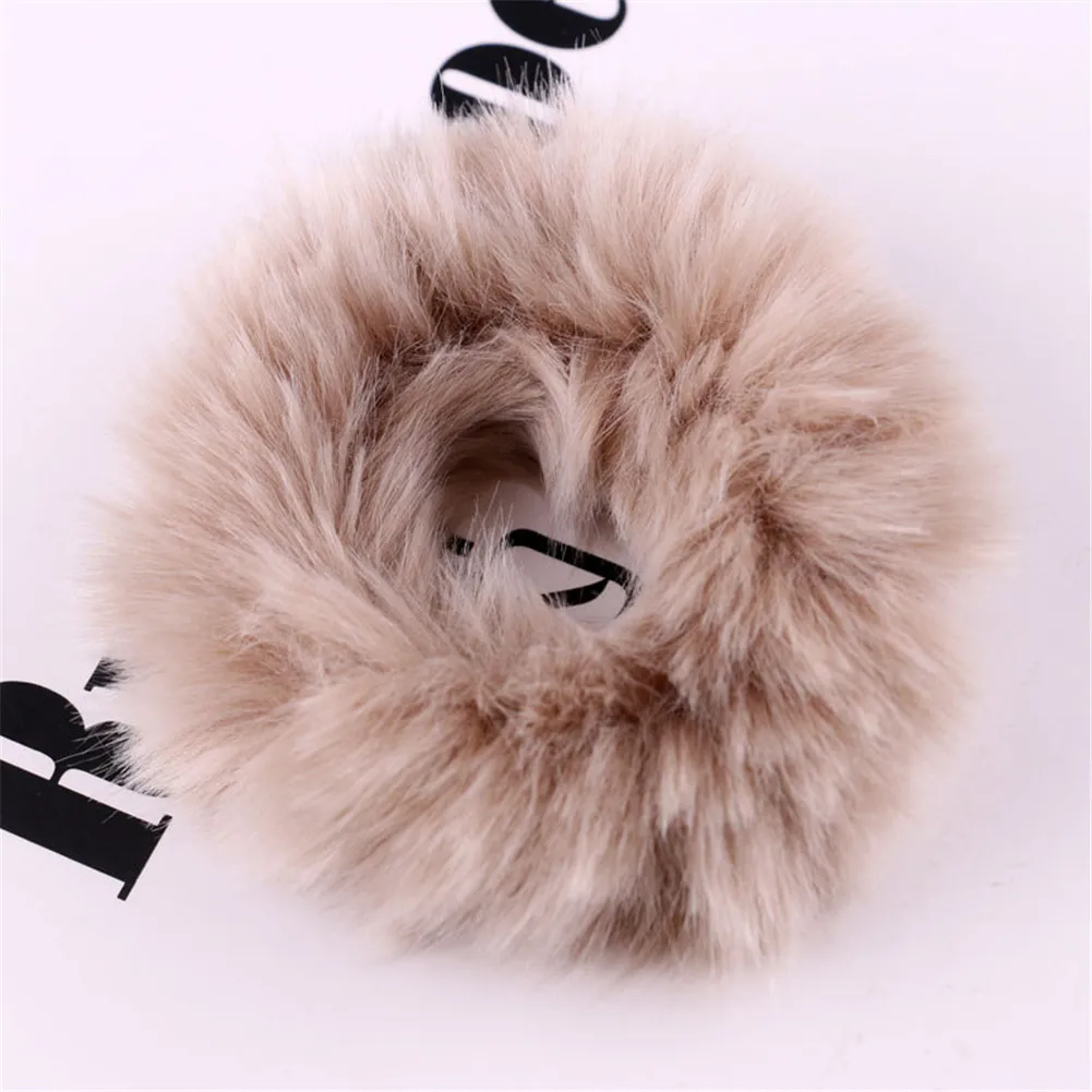 Soft Fluffy Faux Furs Scrunchie Fuzzy Noble Hair Ties Cute Elastic Hair Band Pink Hair Bands For Girls Fashion Hair Accessories images - 6