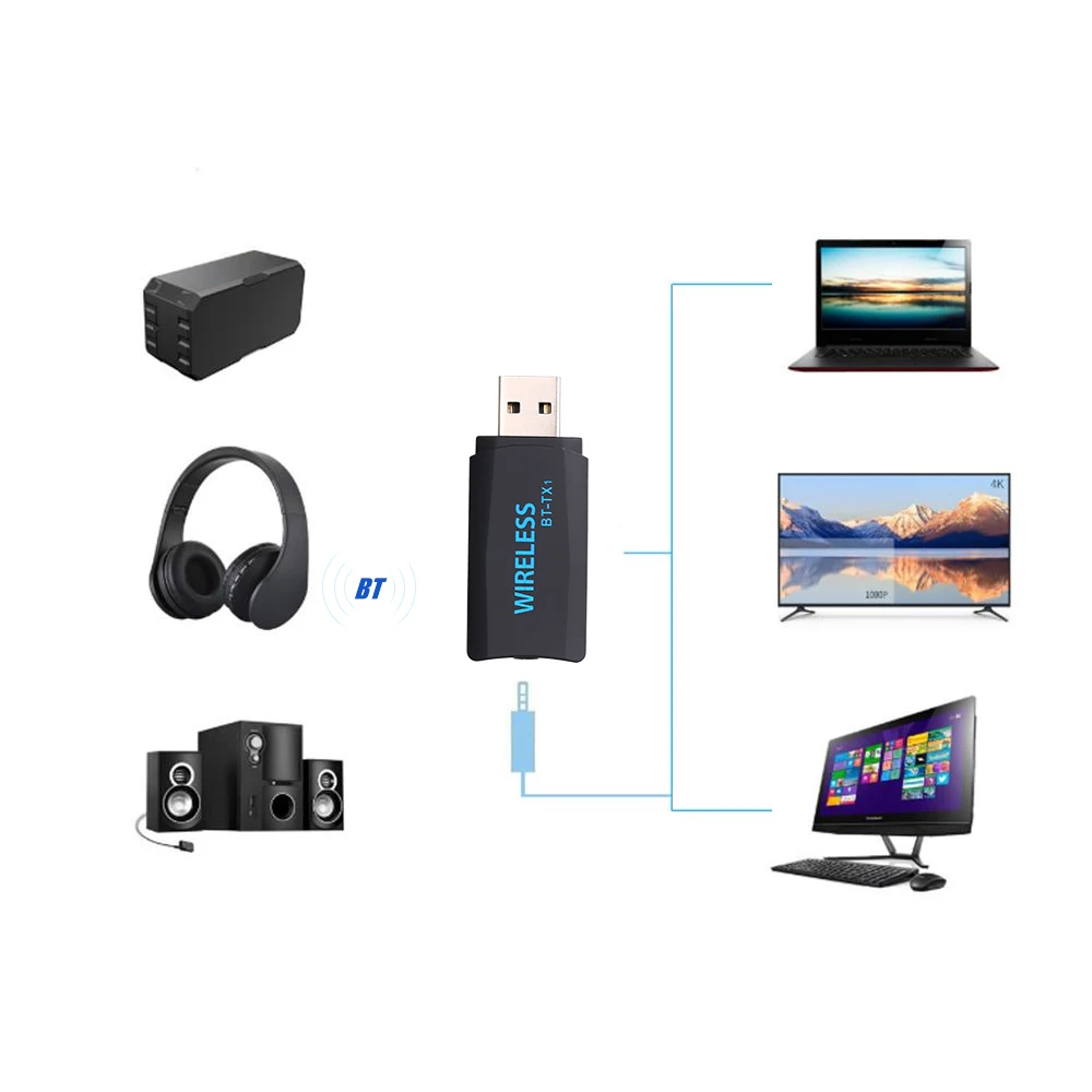 Аудио передатчик BT 4 2 Беспроводной USB ключ беспроводной аудио музыкальный