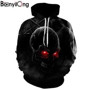 Толстовка с 3D-принтом; Цвет красный, черный; Одежда с черепом для мужчин и женщин; Оригинальная толстовка с креативным принтом на Хэллоуин в стиле хип-хоп