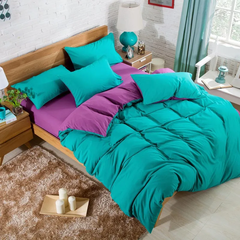 Новый текстиль HZTRXUN однотонный Комплект постельного белья из 4 предметов