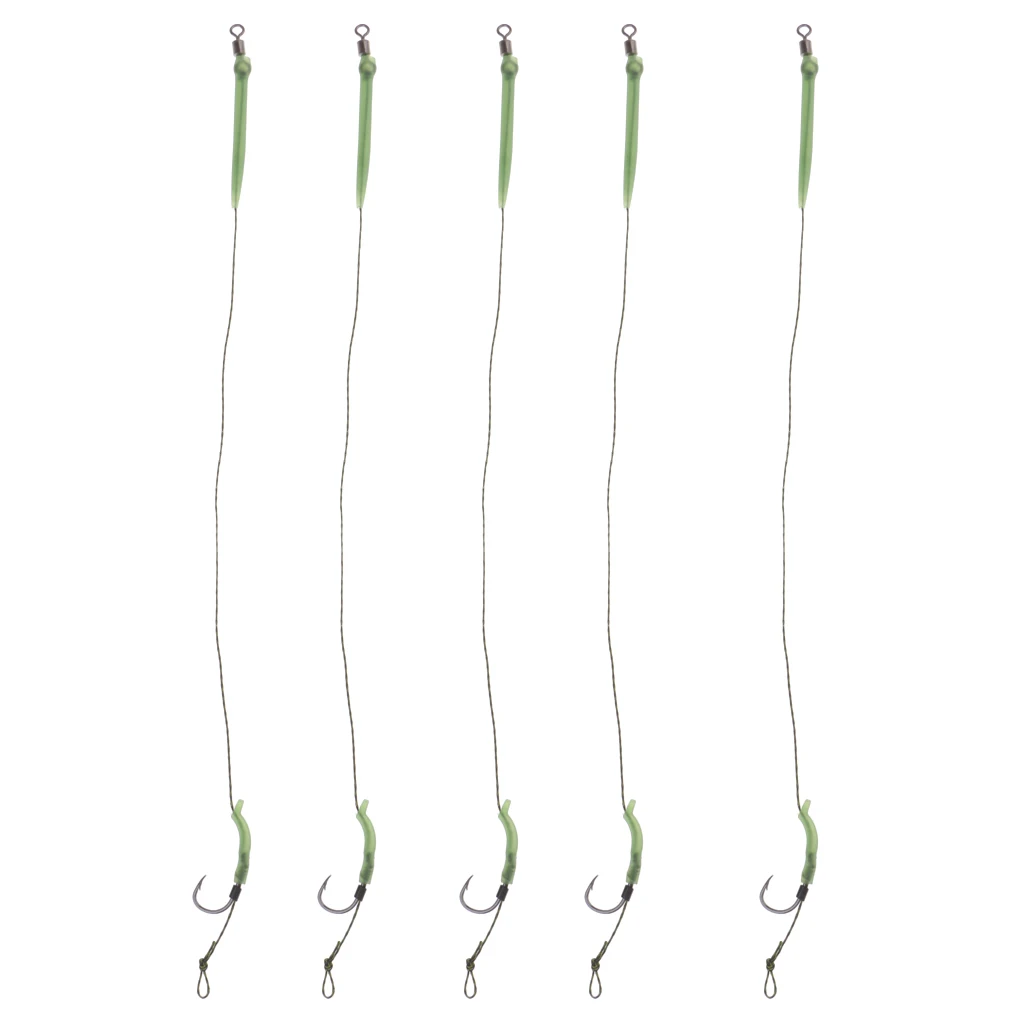 

5Pieces Hair Rigs Barbless Carp fishing Rigs Terminal Tackle for Sea Boat Fishing Hook Link 2# 4# 6# 8#