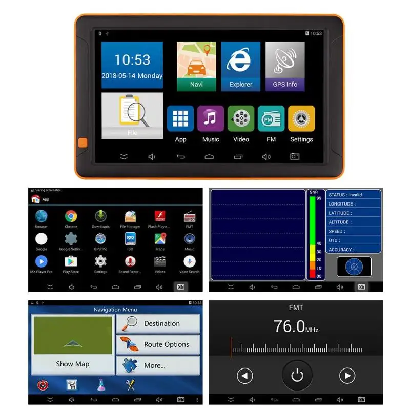 9in Bluetooth WiFi Android Автомобильный GPS навигатор FM ночное видение AV в 512 М + 16 г 4.4.2 800x480