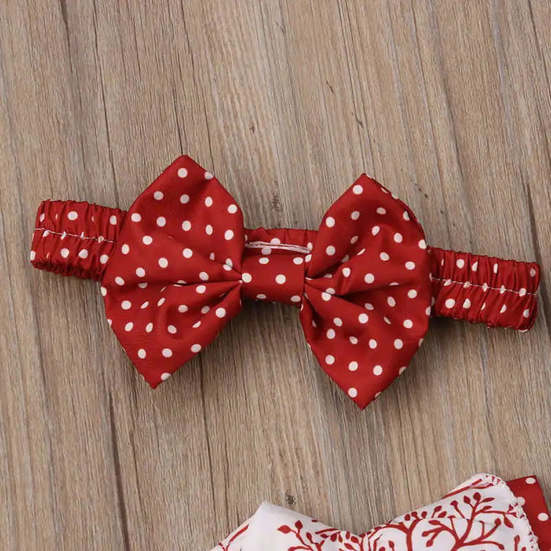 Рождественская одежда для маленьких девочек повязка на голову в горошек с бантом
