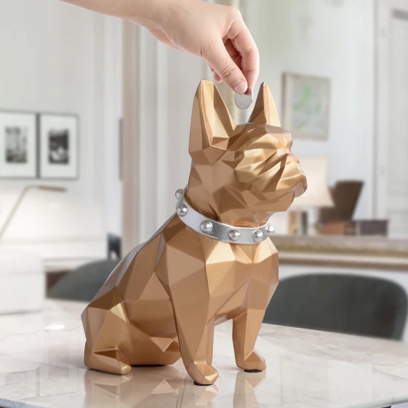 french bulldog coin bank box piggy bank figurine home decorations coin storage box holder toy child gift money box dog for kids free global shipping