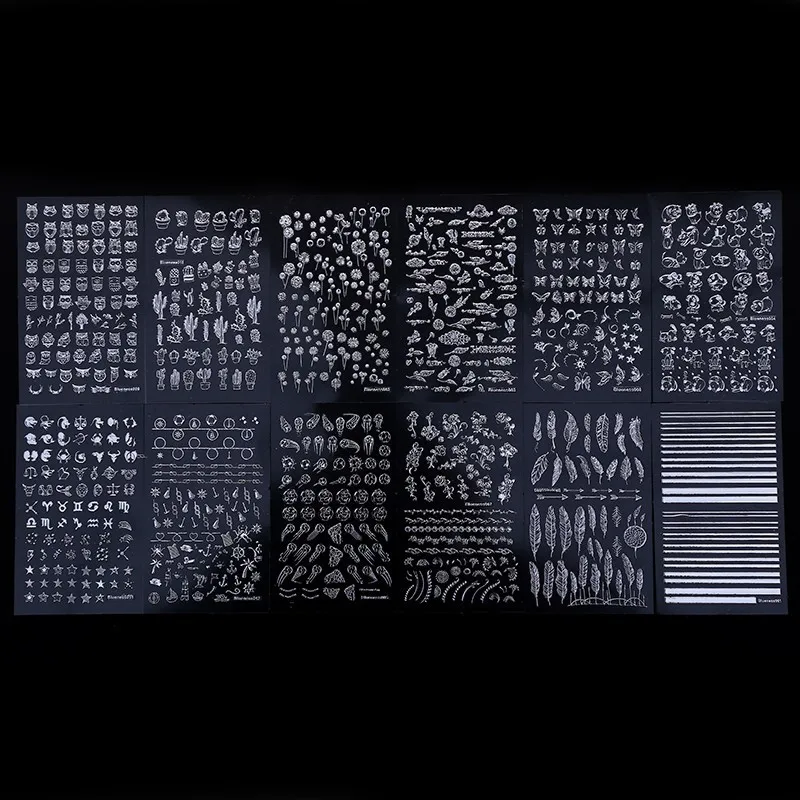 Blueness 12 шт./партия смешанный принт 3d наклейки для ногтей DIY украшения аксессуары