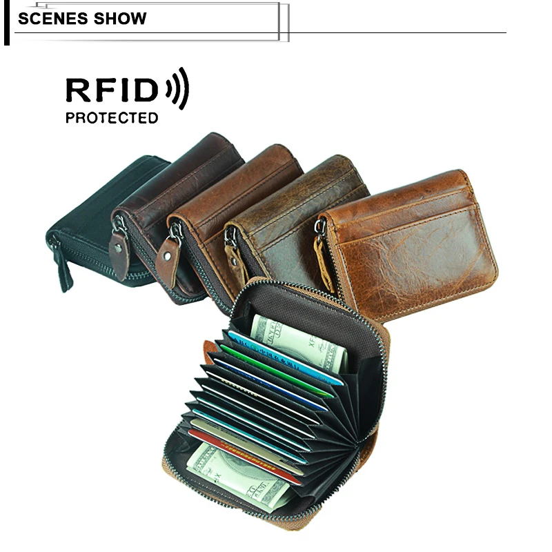 Мужской кошелек из натуральной коровьей кожи с блокировкой RFID держатель для карт