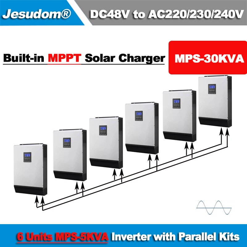 MPS 30KVA солнечный инвертор 24KW Гибридный инвертор для солнечной батареи Встроенный 6 шт.* 48V80A MPPT Контроллер заряда с 60A AC зарядным устройством