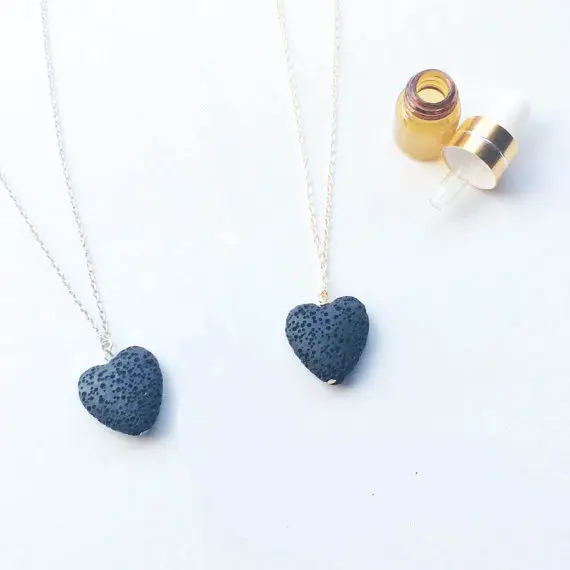 

Lava Stone Rock Heart Pendant Necklace Volcano Necklace Jewelry Blue Peach Heart Volcanic Stone Necklace Ladies Exquisite Gift