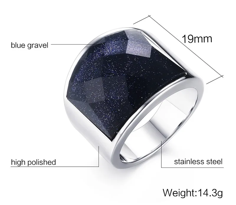 Vintage Mens Engagement Rings Stainless Steel Big Blue Stone for Men Fashion Male Jewelry anel masculino | Украшения и аксессуары