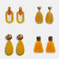 flatfoosie 2019 new trendy resin acrylic drop dangle earrings for women yellow bohemian wedding party pendant earring jewelry