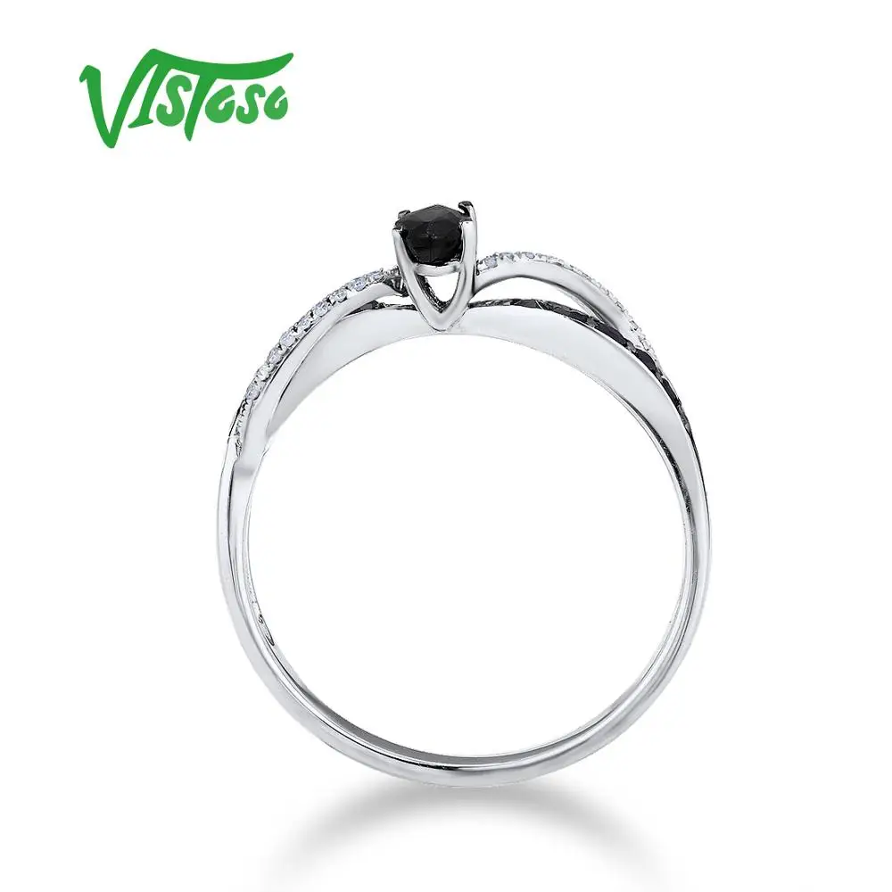 VISTOSO 14 K 585 кольцо из белого золота для женщин подлинное мерцающие алмазы синий