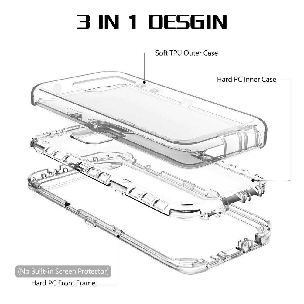 Чехол для Samsung Galaxy S10 Plus S9 гибридный жесткий чехол 3 в 1 из поликарбоната и мягкого