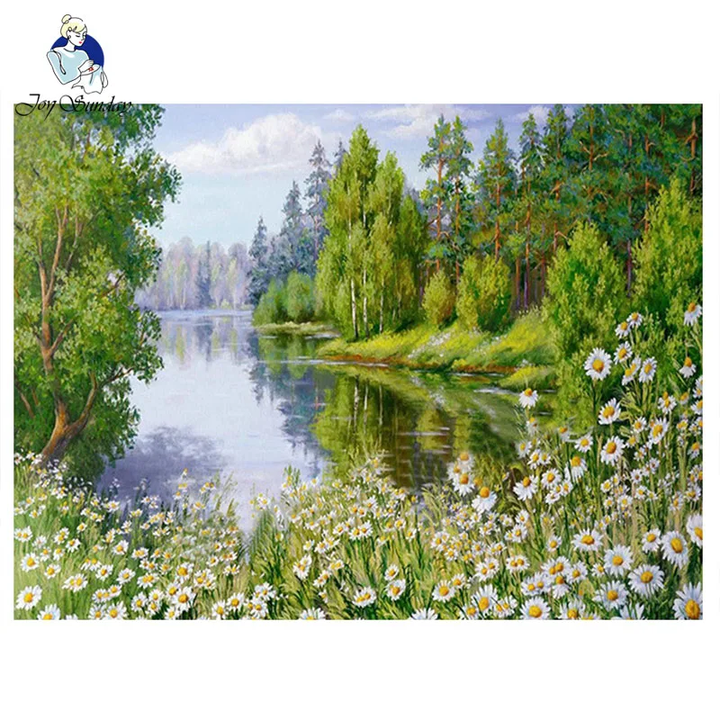 JoySundayDIY Алмазная вышивка цветы 5D пейзаж природы картина квадратные Стразы