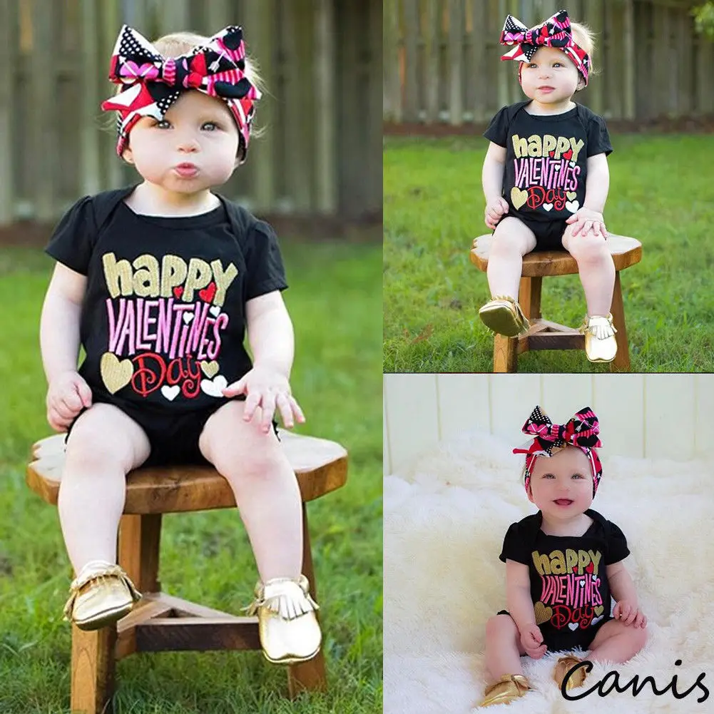 2019 День Святого Валентина боди новорожденный малыш одежда для маленьких девочек