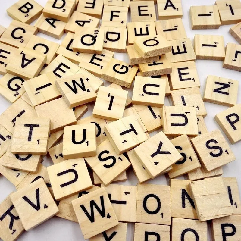 DIY креативный 100 Деревянный Алфавит Scrabble плитка черные буквы цифры для доски