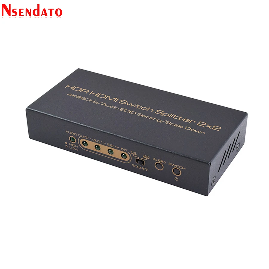 4K * 2K HDR HDMI переключатель сплиттер 2x2 2 в Выход 4k @ 60 Гц шкала вниз аудио EDDID