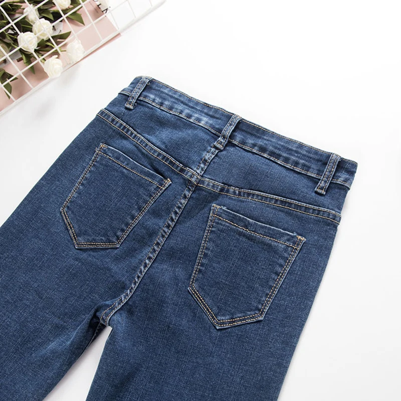 Ripped Skinny Jeans Woman High Waist 2019 Vintage Plus Size Blue Black Mom Stretch jeans Ladies pants Denim femme |