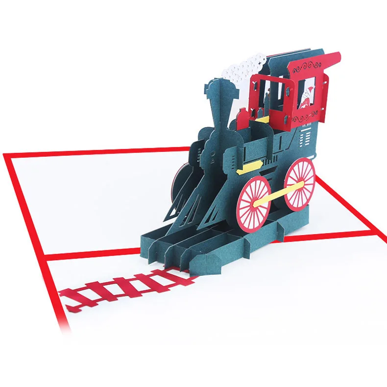 New-Santa Train Pop Up Card 3D Christmas Holiday | Канцтовары для офиса и дома