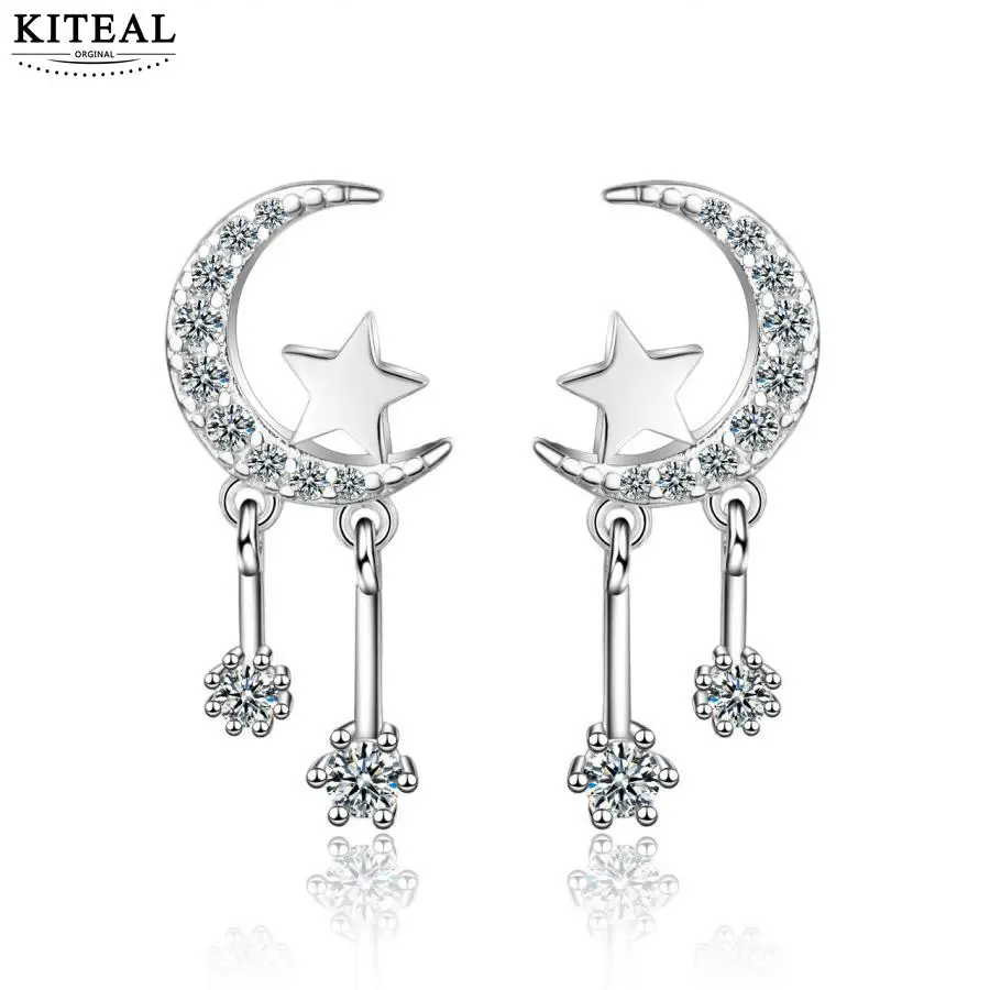 KITEAL 925 Новинка 2017 посеребренные женские ожерелья и кулоны Звезды Луны с 12 мм 25