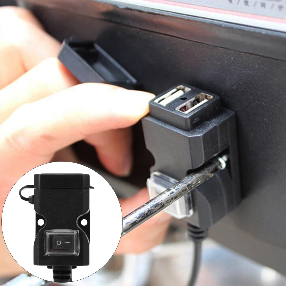 Двойной USB Порты и разъёмы 12V Водонепроницаемый мотоцикл руль Зарядное