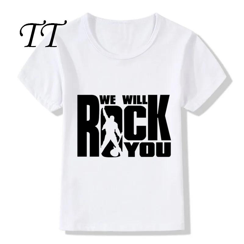 Детские Футболки We Will Rock You Queen лето 2018 топ для мальчиков/девочек одежда с коротким