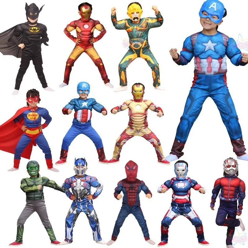 3-8T Boys Character Outfits Comic Steel Soldier Costume Children Clothing Sets USA Captain Clothes Active Bodysuit For Kids 2019 | Детская