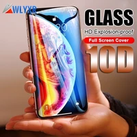10d screen protector glass for iphone 7 6 6s 8 plus 9h full cover protective tempered glass on the for iphone x xr xs max case