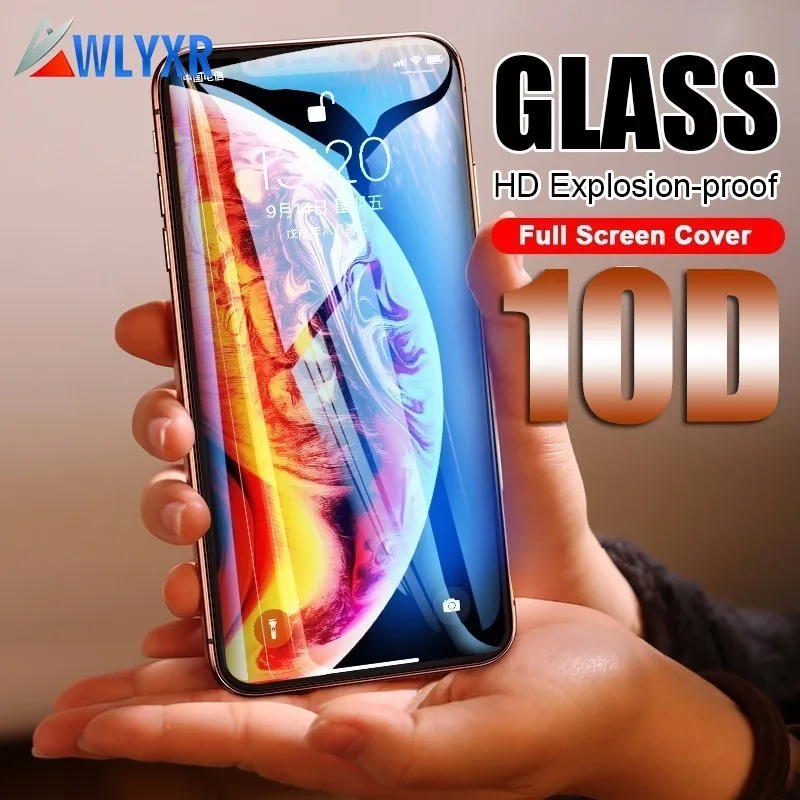 Защитное стекло 10D для iPhone 7 6 6s 8 Plus 9H полное покрытие защитное закаленное X XR XS Max