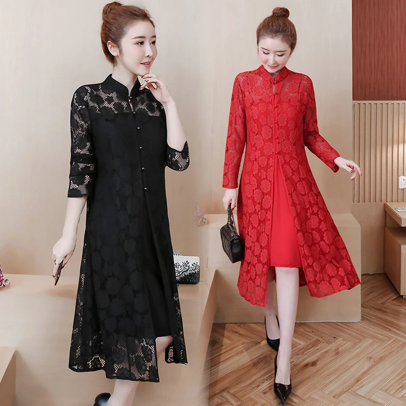 2019 весеннее летнее винтажное кружевное платье модное женское повседневное