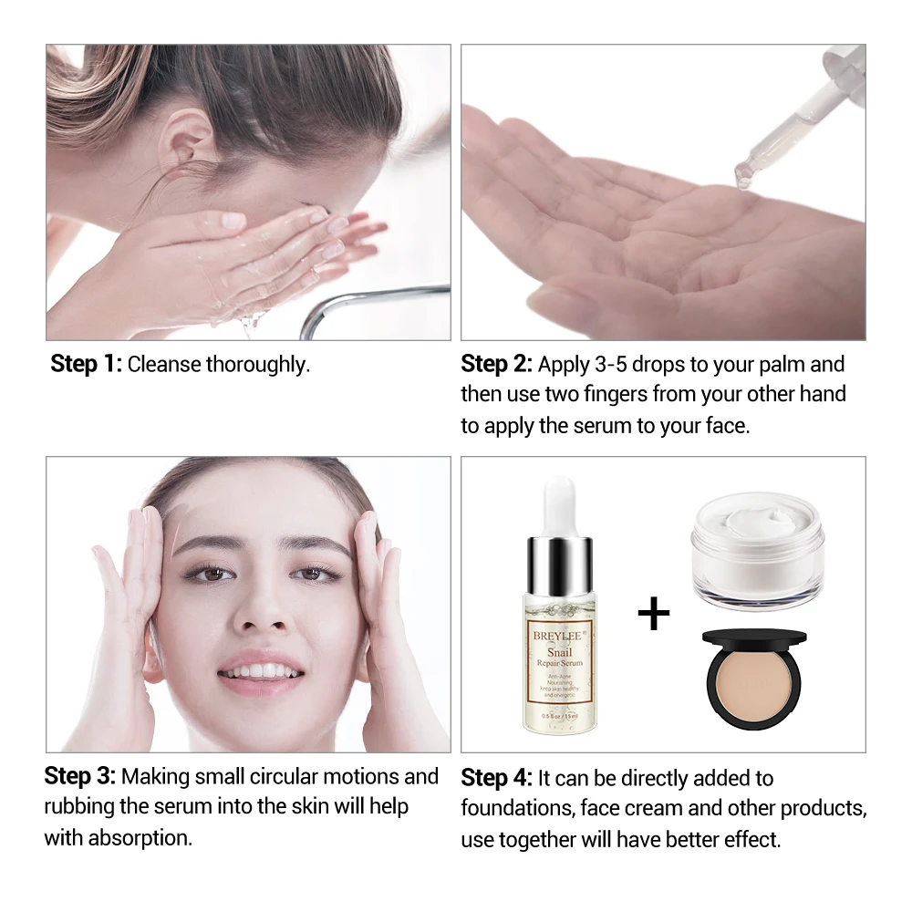

BREYLEE Snail Repairing Serum Anti-Acne Rejuvenation Essence Scars Acne Treatment Liquid Face Skin Care Nourishing Moisturizing