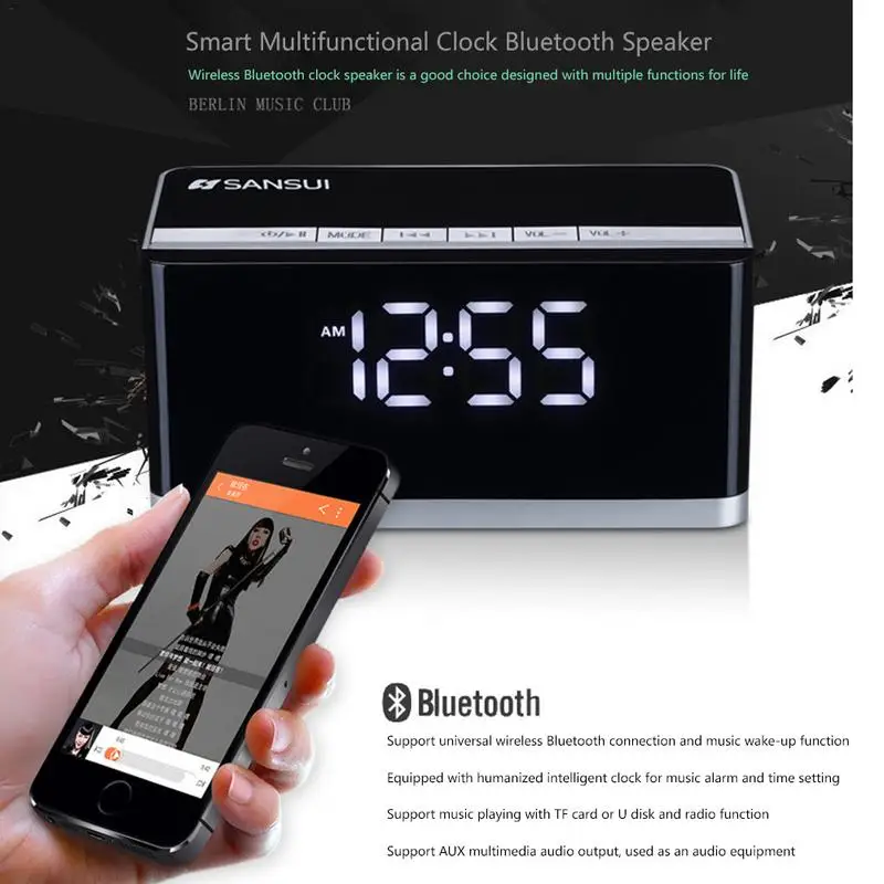 Портативная bluetooth-колонка Смарт звуковые часы будильник компьютер гостиная