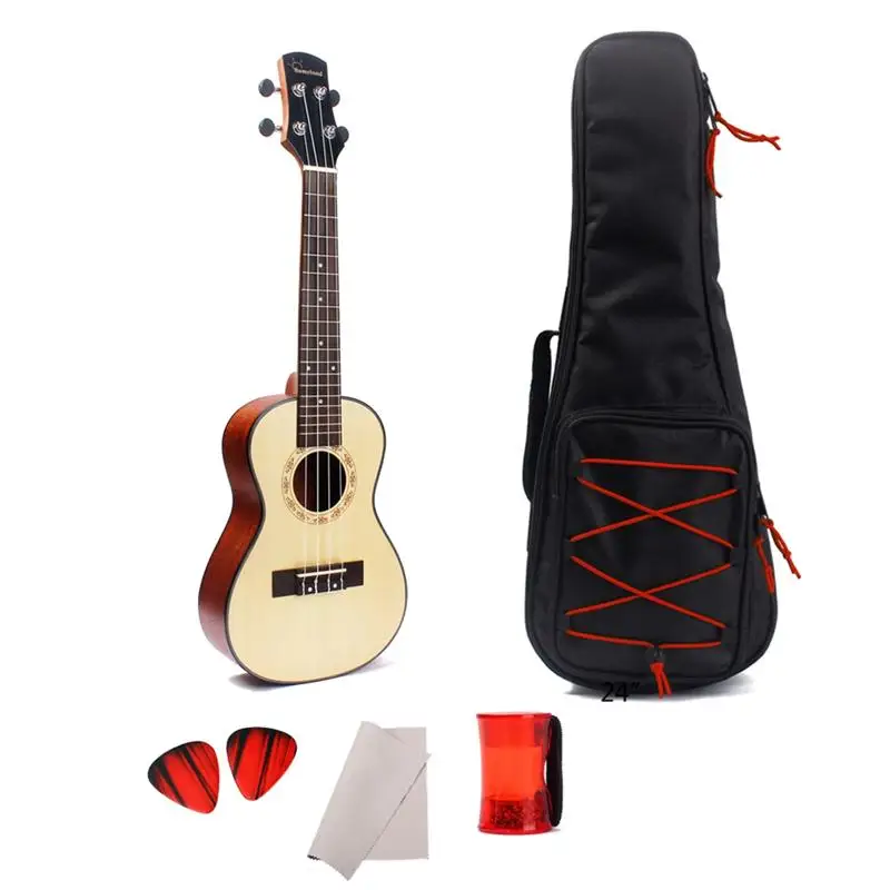 24 дюйма Гавайская гитара ель концертная 4 строка с Gig Bag палец ритм Кабаца
