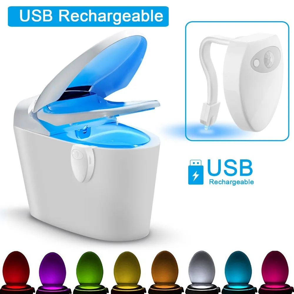 Светильник для туалета водонепроницаемый светильник унитаза с USB зарядкой 8