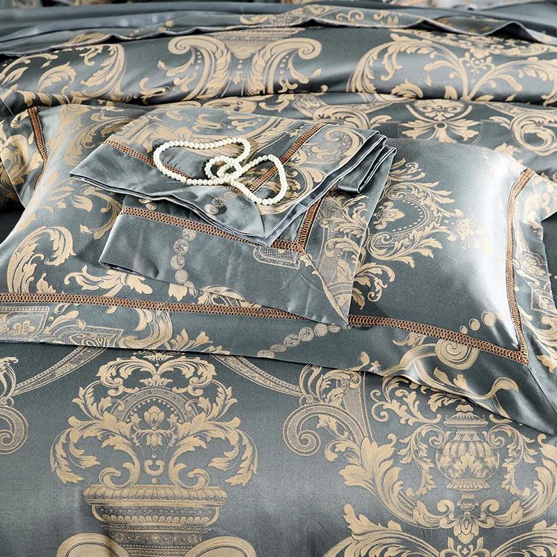 

Luxury Jacquard Bedding Set 4/6Pieces Silk Cotton Hollow Duvet Cover Set Pillowcase Bedsheet bed linen Quilt Queen king size40
