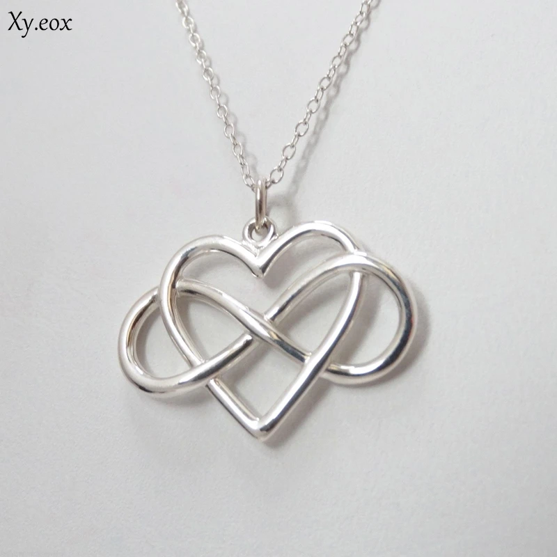 Модное женское ожерелье с подвеской Infinity Love серебряное покрытие|Ожерелья