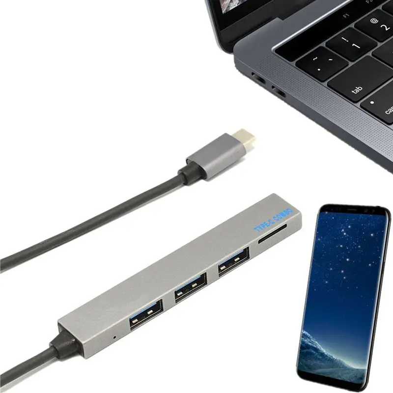 4 в 1 usb хаб Type C USB TF слот адаптер с 3 портом для Macbook Pro|USB-хабы| |