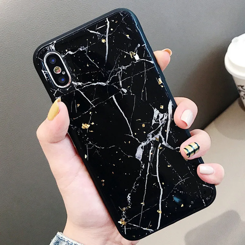 XINDIMAN Concise Glue Marble case for iphoneX XSMAX XR backcover hard plastic shell iphone7 7plus 8 8plus 6 6s 6plus fundas |