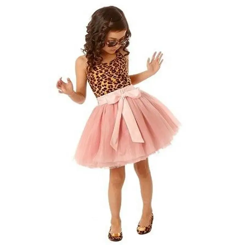 Toddlers Newborn Kids Baby Girls Leopard print Vest Sleeveless Bow Tutu Dresses Party Princess Tulle Dress Cute Clothes 2-8T | Детская