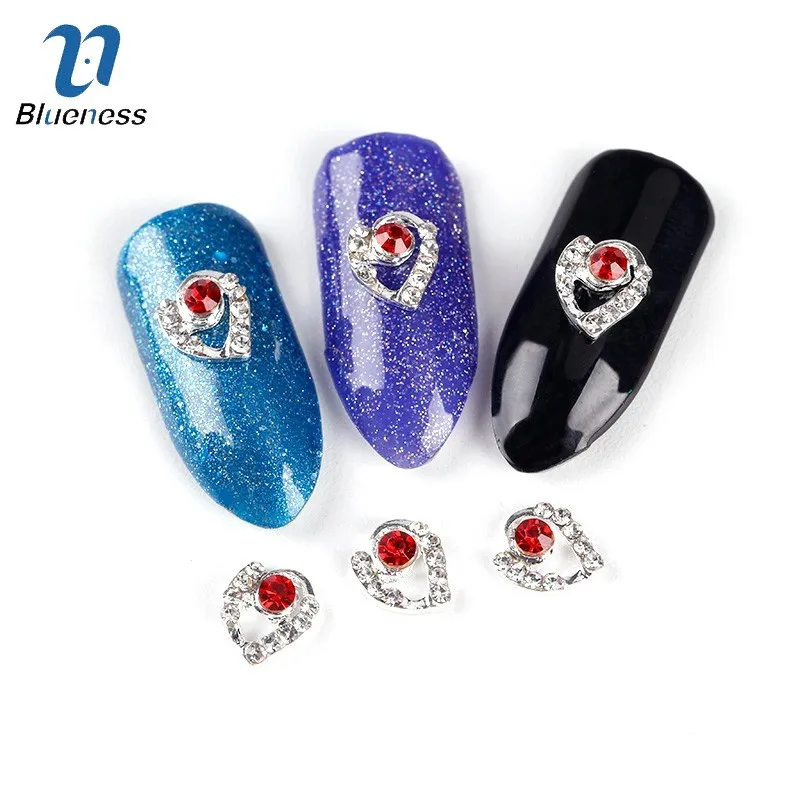 Blueness 3d украшения для ногтей Шарм Diy прозрачные красные стразы блеск полый