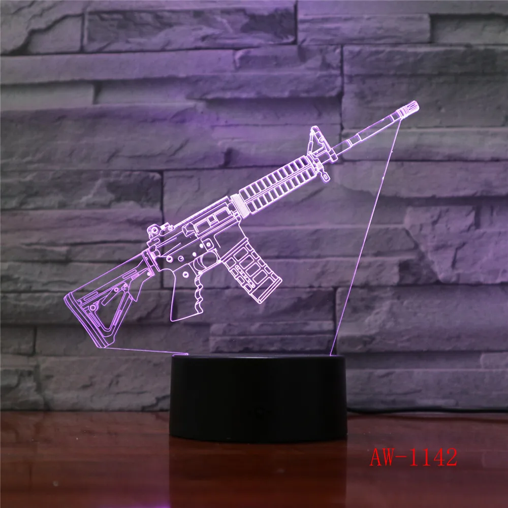 3D лампа для сна сменная AK47 атаки настроения декоративная защиты пистолета